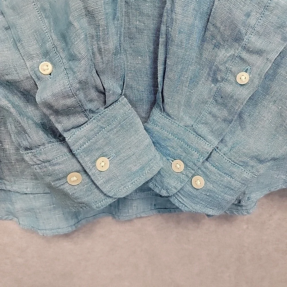 UNIQLO‎ Light Blue 100% Linen Long Sleeve Button Up Shirt Men's Size XL